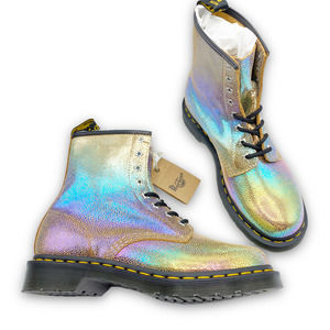 DR MARTENS 1460 Rainbow Ray Mermaid Iridescent Combat Boots Womens Size 8 NEW